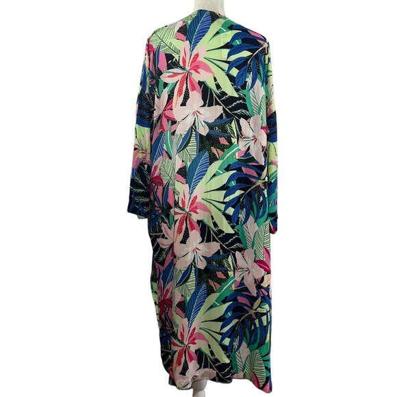 NWT LOFT Modal Colorful Tropical Floral Maxi Length Swim Coverup M/L - Picture 3 of 11